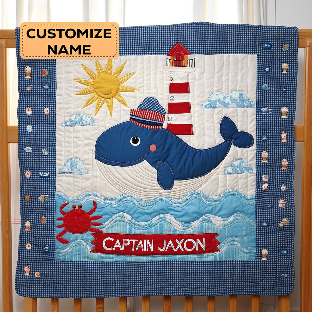 Captain Whale WJ2407007CL Personalized Baby Quilt