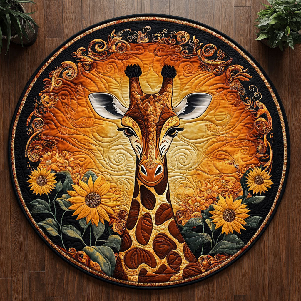 Sunflower Giraffe CM0505050CL Quilted Round Mat