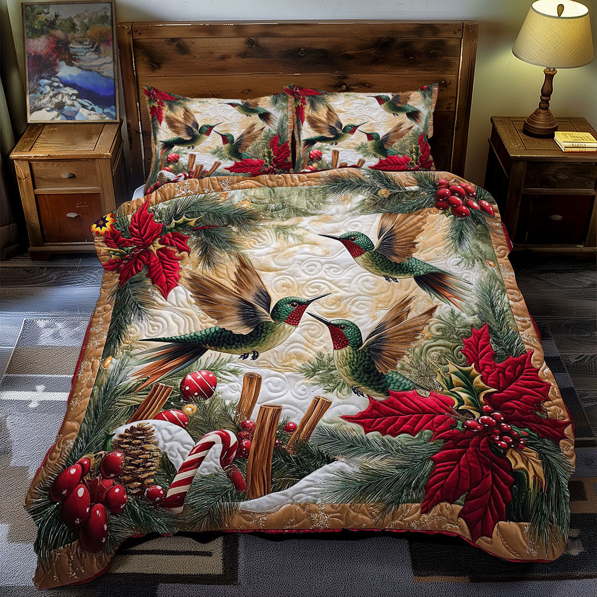 Hummingbird Family In Winter WY0612059CL Duvet Cover Set
