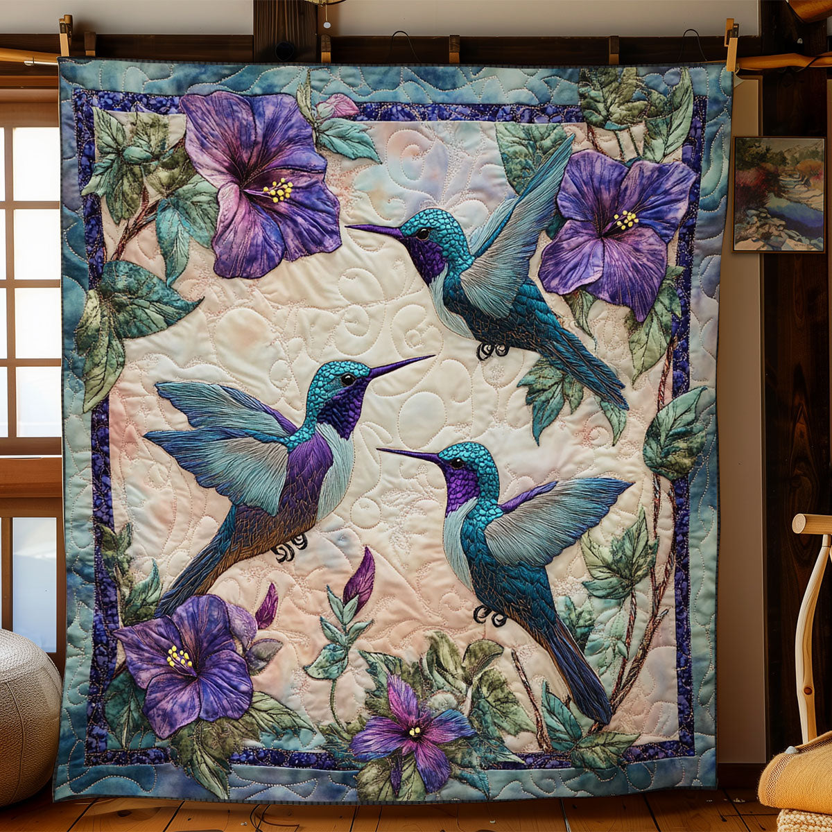 Purple Hummingbird WN0307036CL Quilt