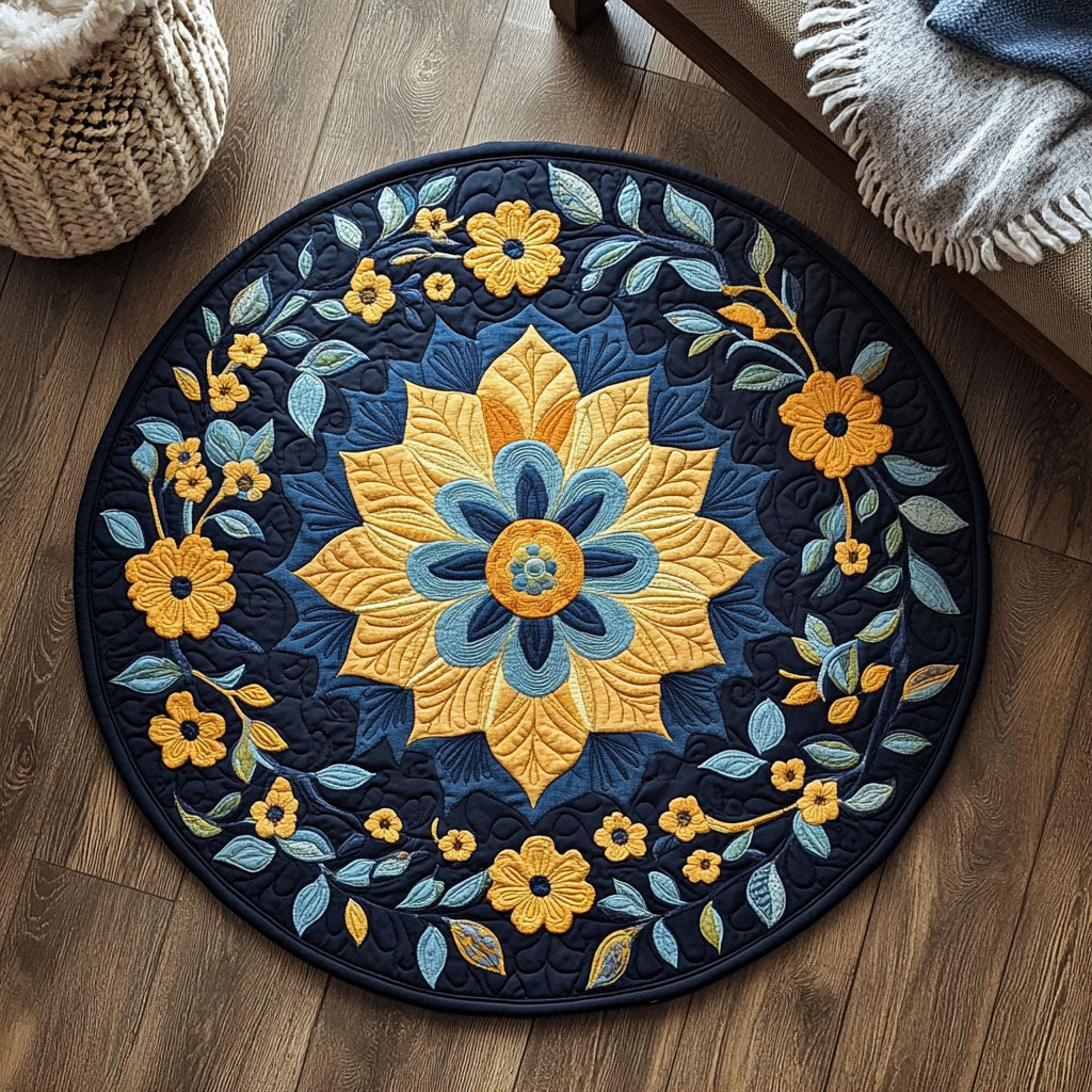 Sunny Flower Symbol WP0404002CL Quilted Round Mat