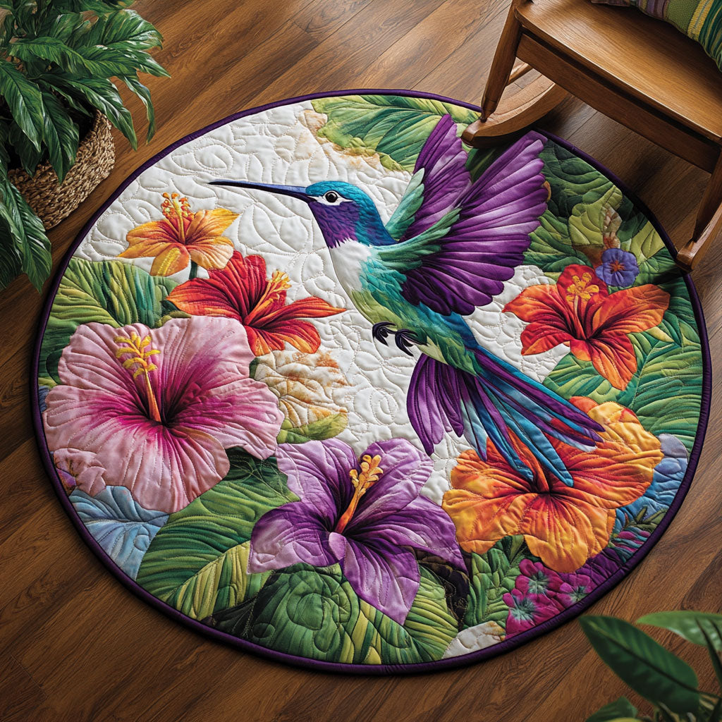 Beautiful Hummingbird WJ0304034CL Quilted Round Mat