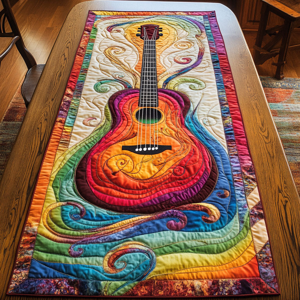 Boho Guitar Vibes WN1606031CL Quilted Table Runner