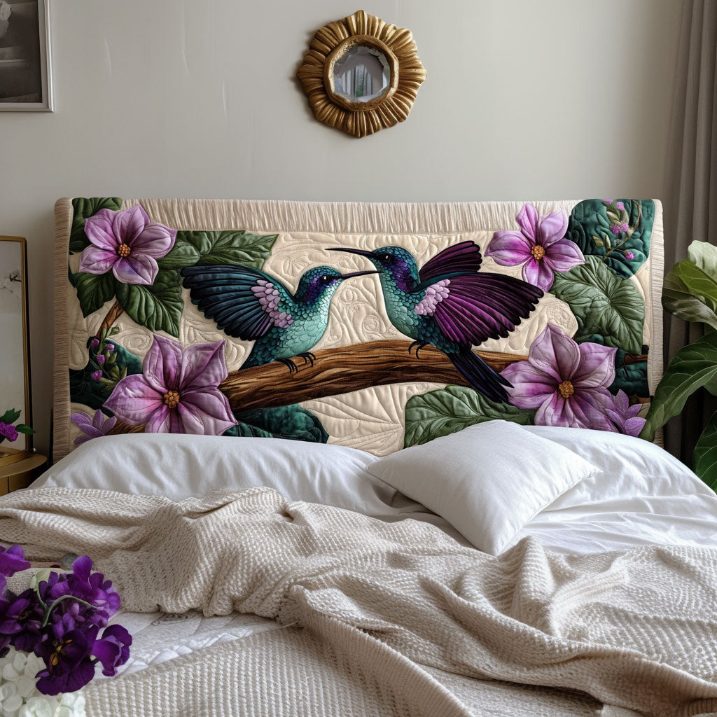 Floral Hummingbird Couple KL2212002CL Quilted Headboard Slipcover