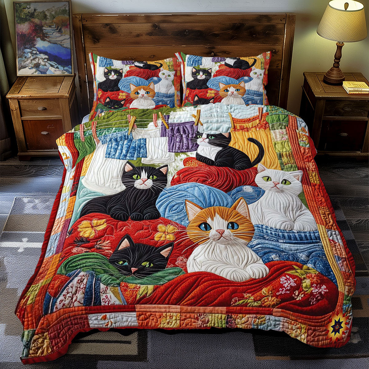 Kitten In Drying Yard WY1812075CL Duvet Cover Set