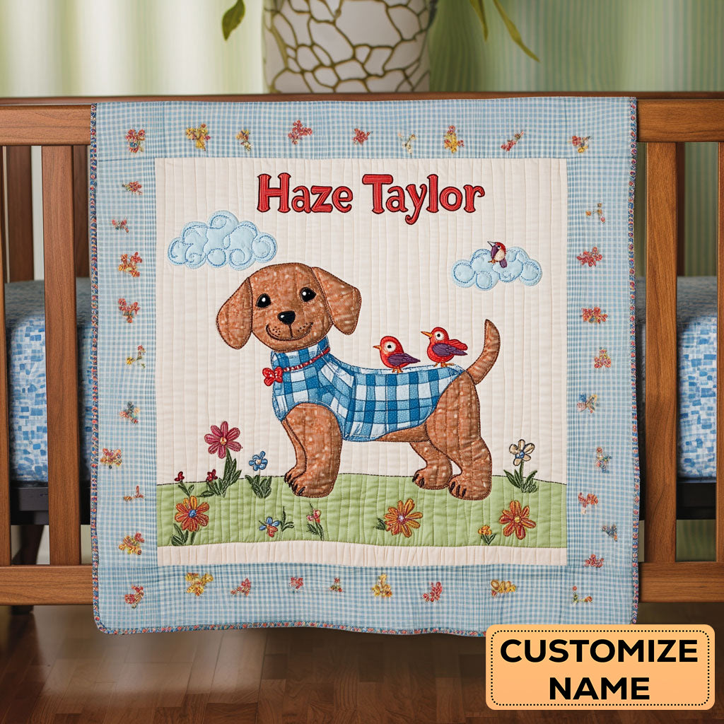 Sweet Dachshund WN2307098CL Personalized Baby Quilt