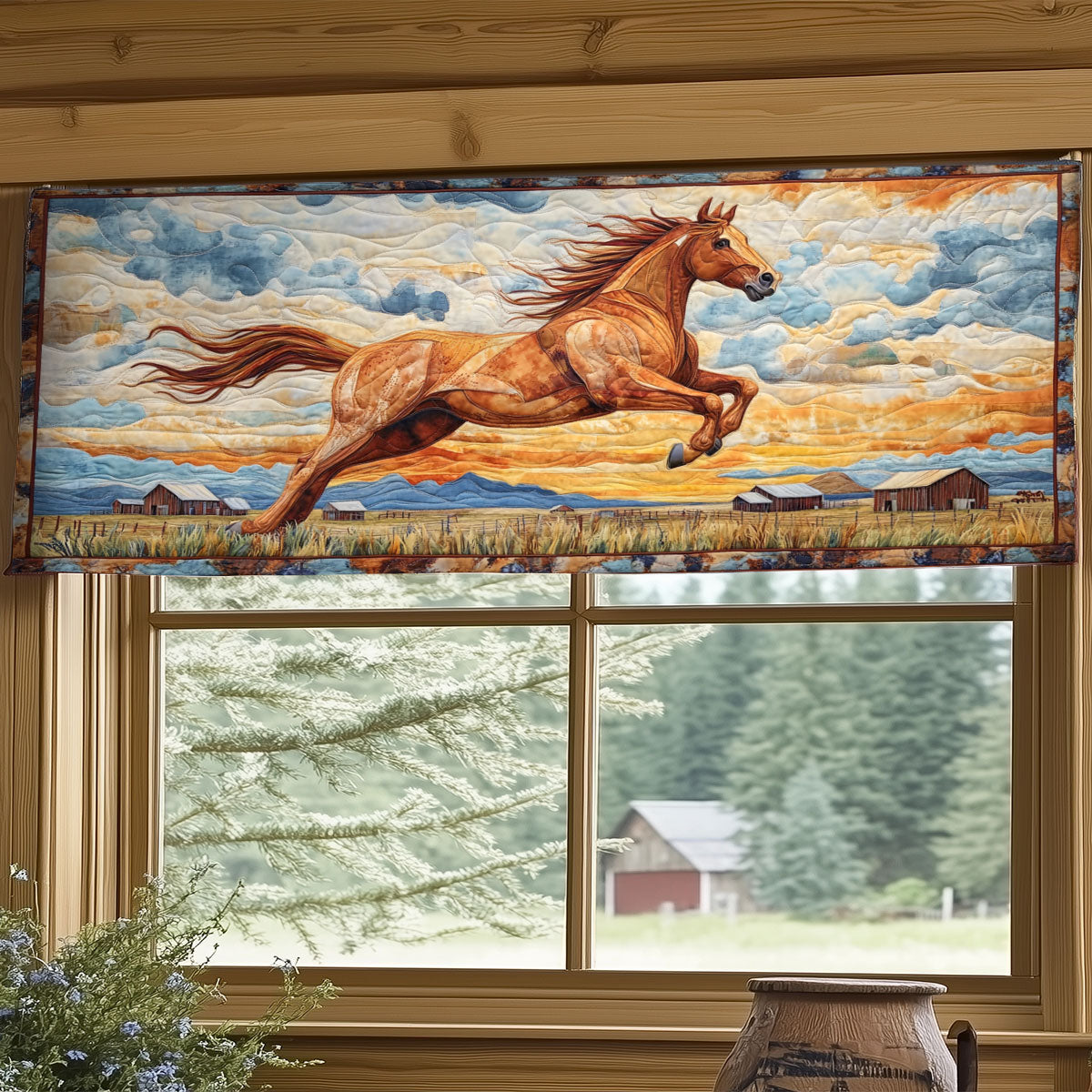 Brown Horse WY0406031CL Quilted Valance