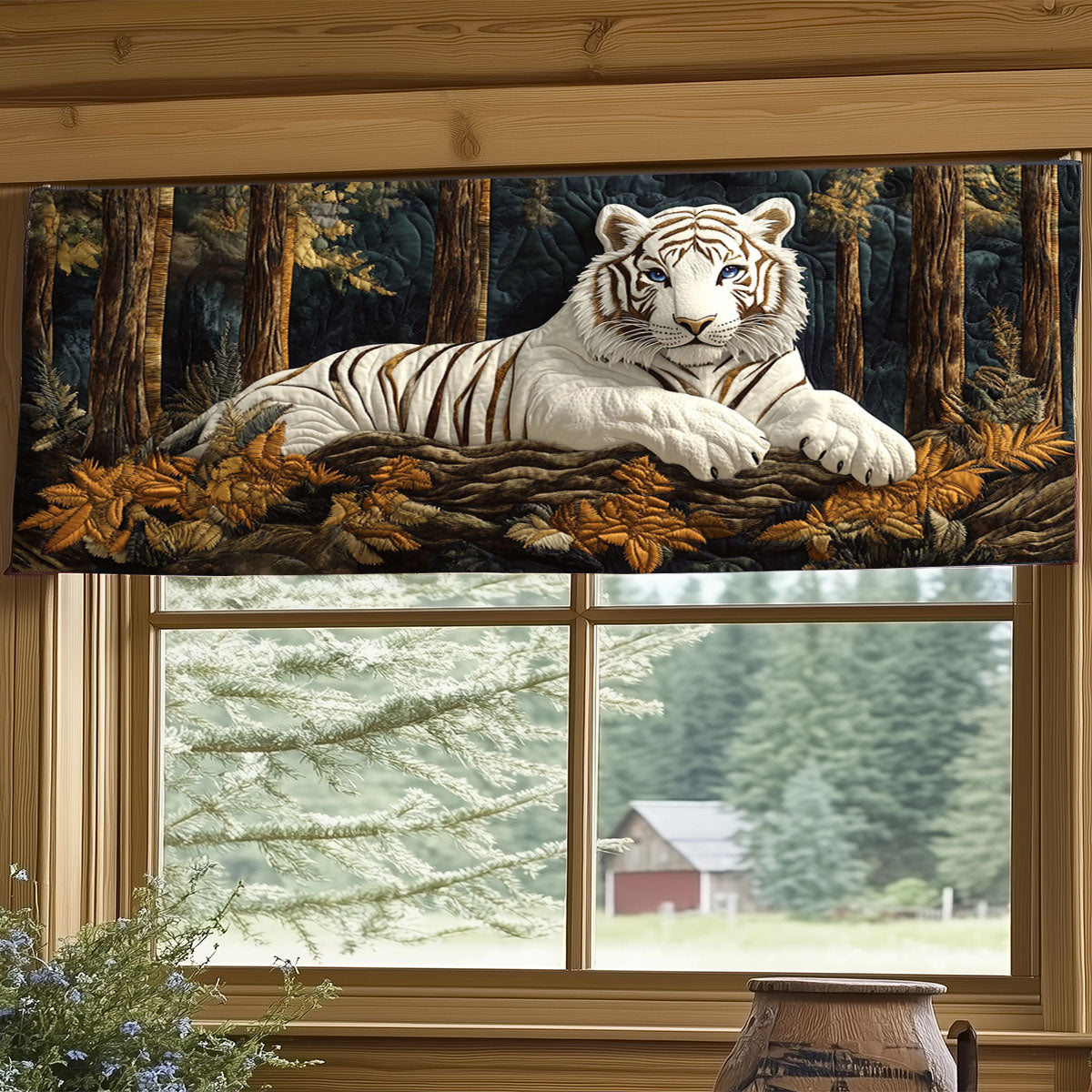 Majestic White Tiger WJ2904020CL Quilted Valance