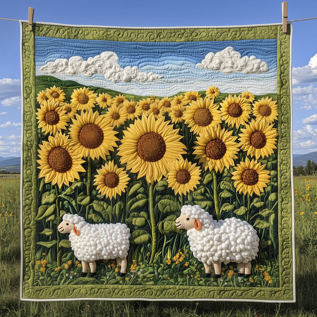 Sunflower Field And White Sheep LT2409004CL Quilt