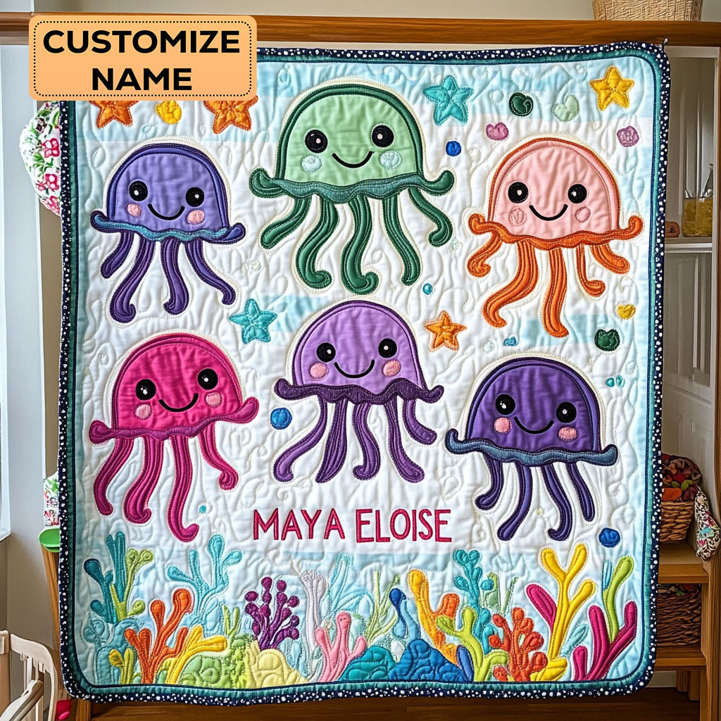 Rainbow Jellies WY0108031CL Personalized Baby Quilt