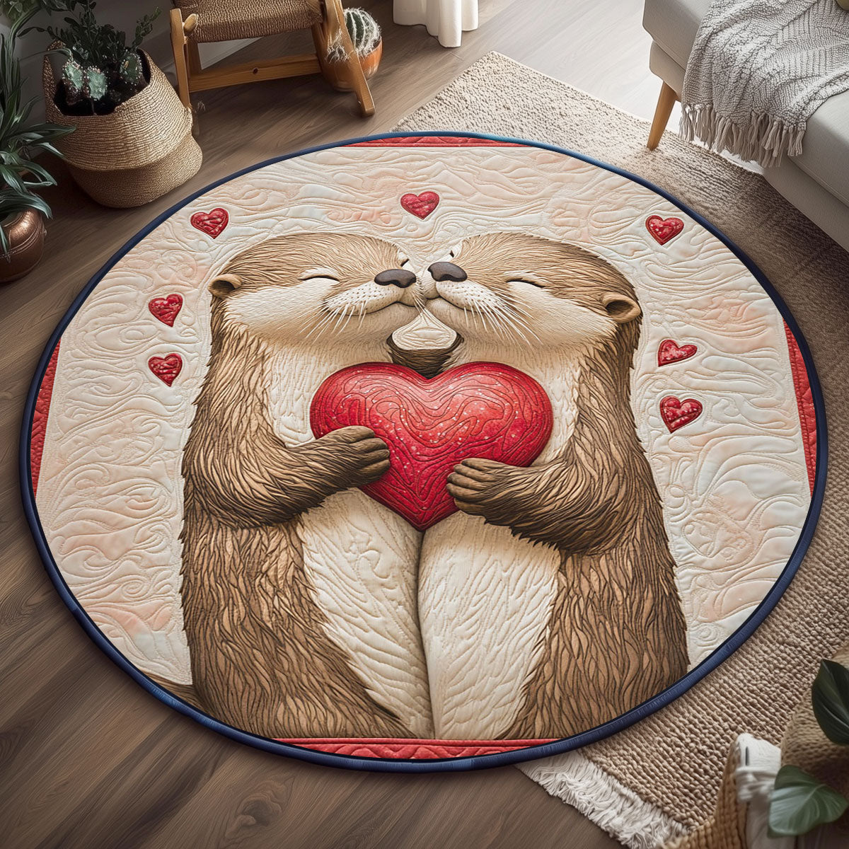 Otterly In Love WP2003089CL Quilted Round Mat