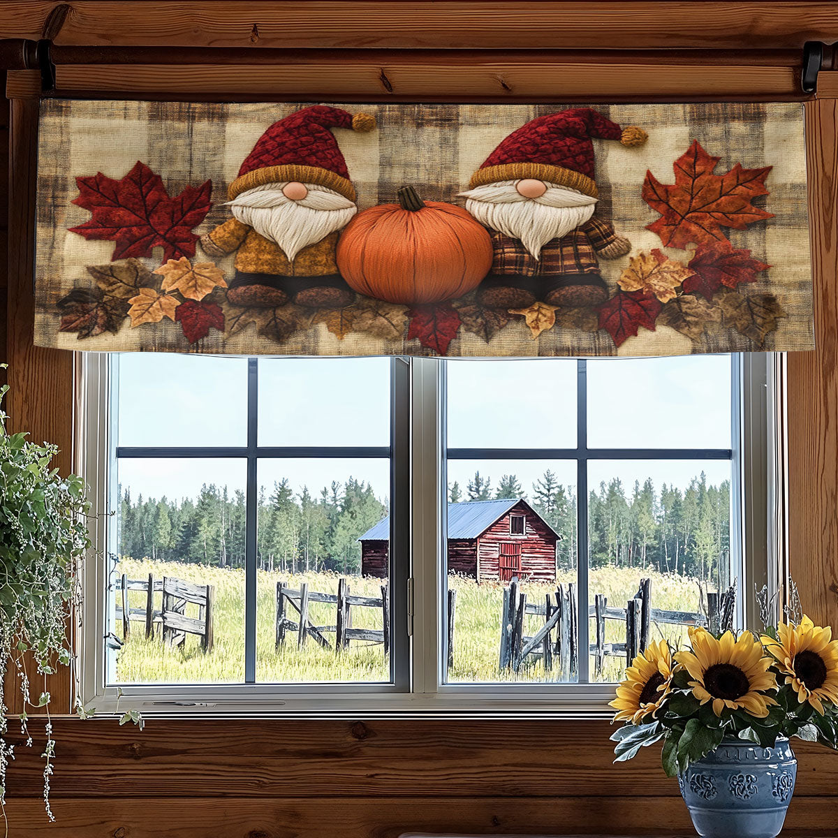 Gnome Harvest Time WN3007049CL Quilted Valance