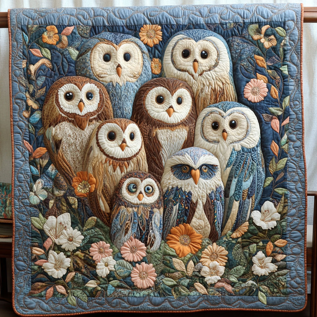 Floral Owl Family WY1706021CL Quilt
