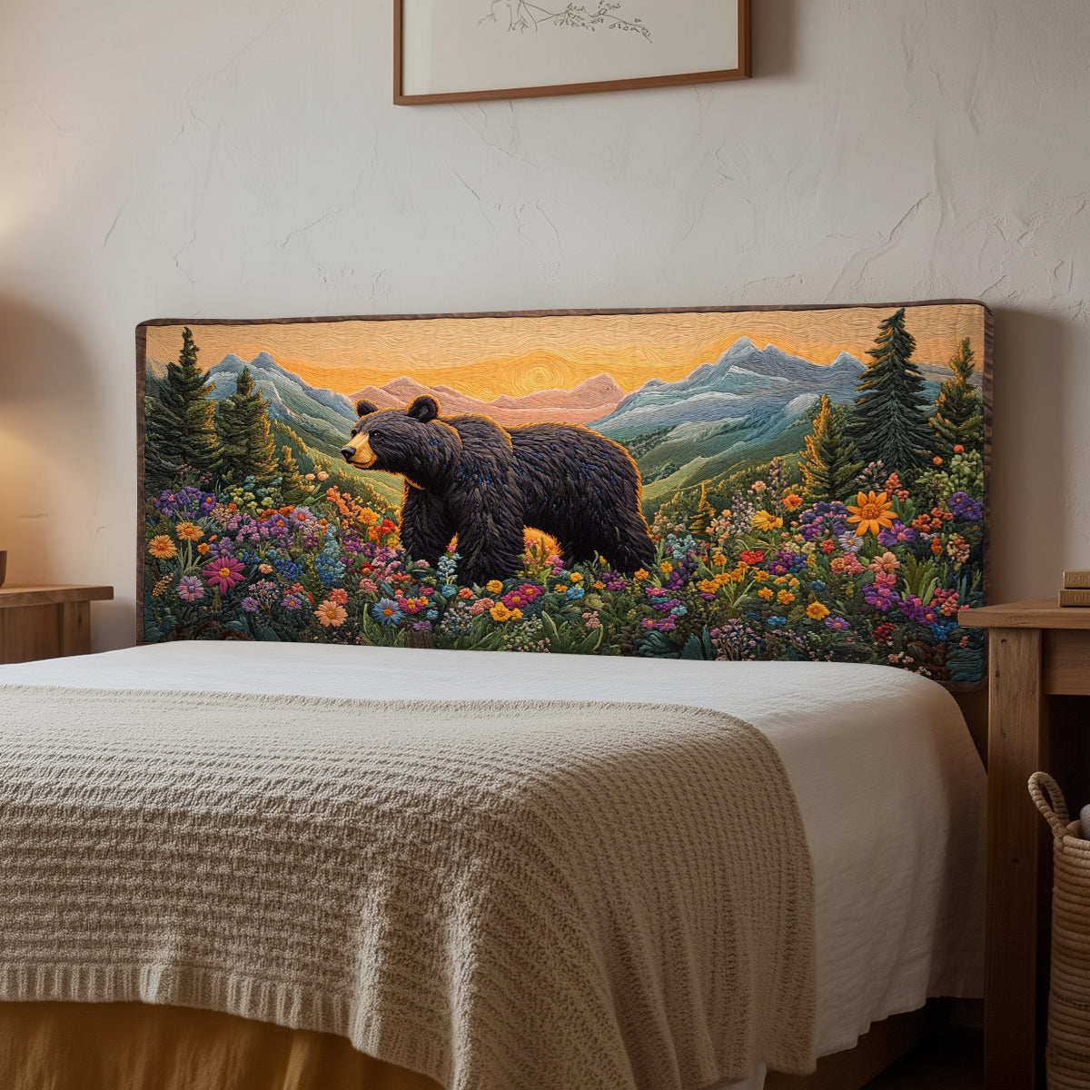 Wildflower Black Bear XR1212011CL Quilted Headboard Slipcover