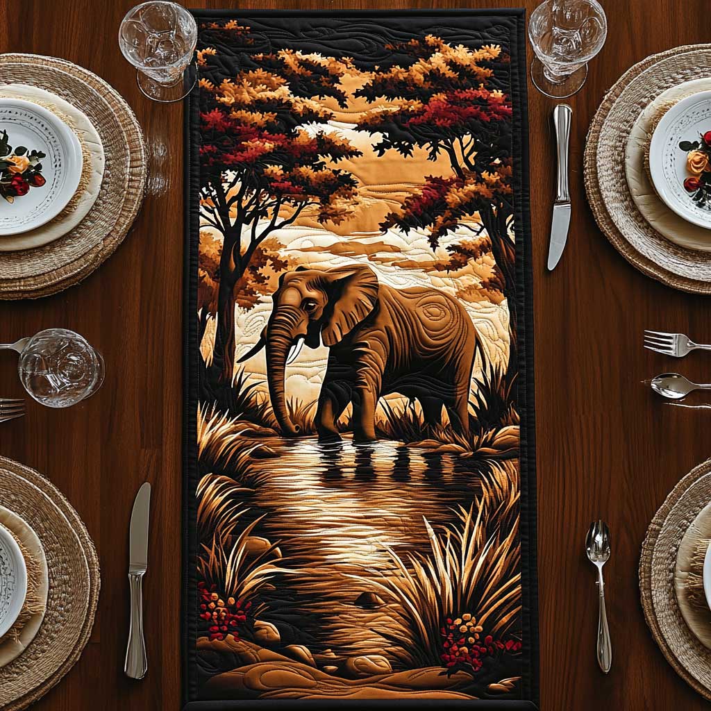 African lephant CQ3004017CL Quilted Table Runner