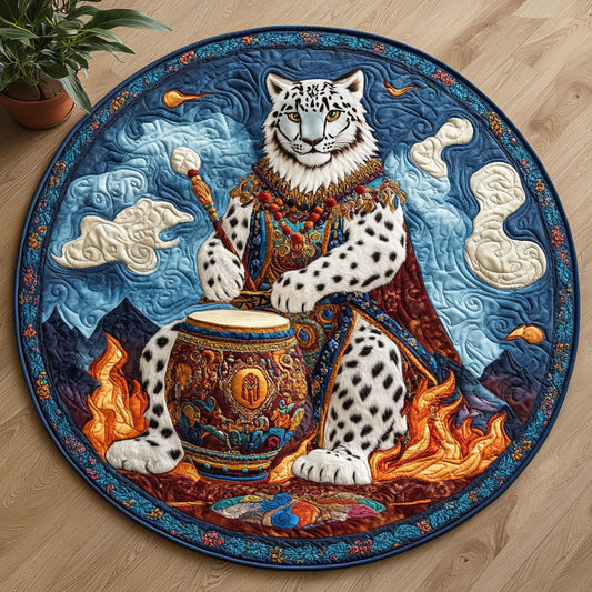 Snow Leopard CW1006045CL Quilted Round Mat