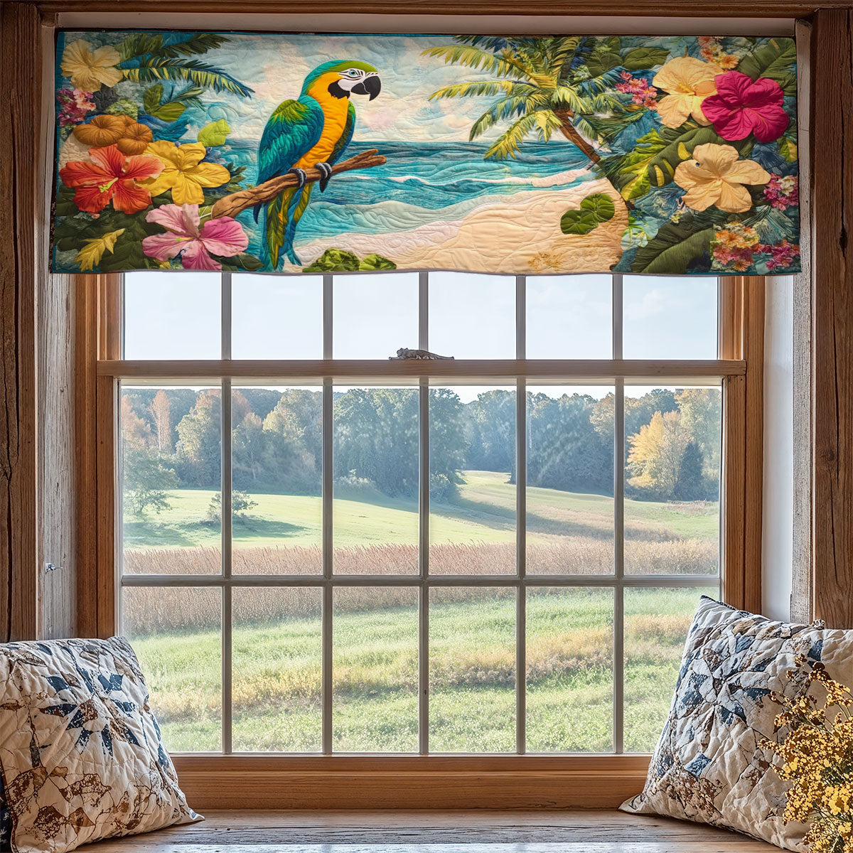 Tropical Beach Parrot WY0406047CL Quilted Valance