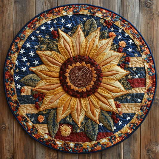 Golden Sunflower WN1206057CL Quilted Round Mat