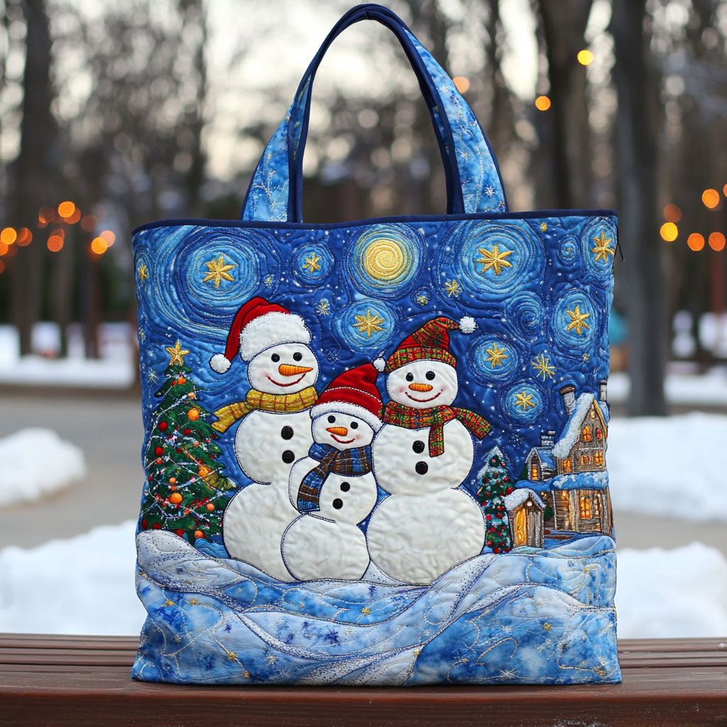 Night Glow Snowman WN0511065CL Quilted Tote Bag