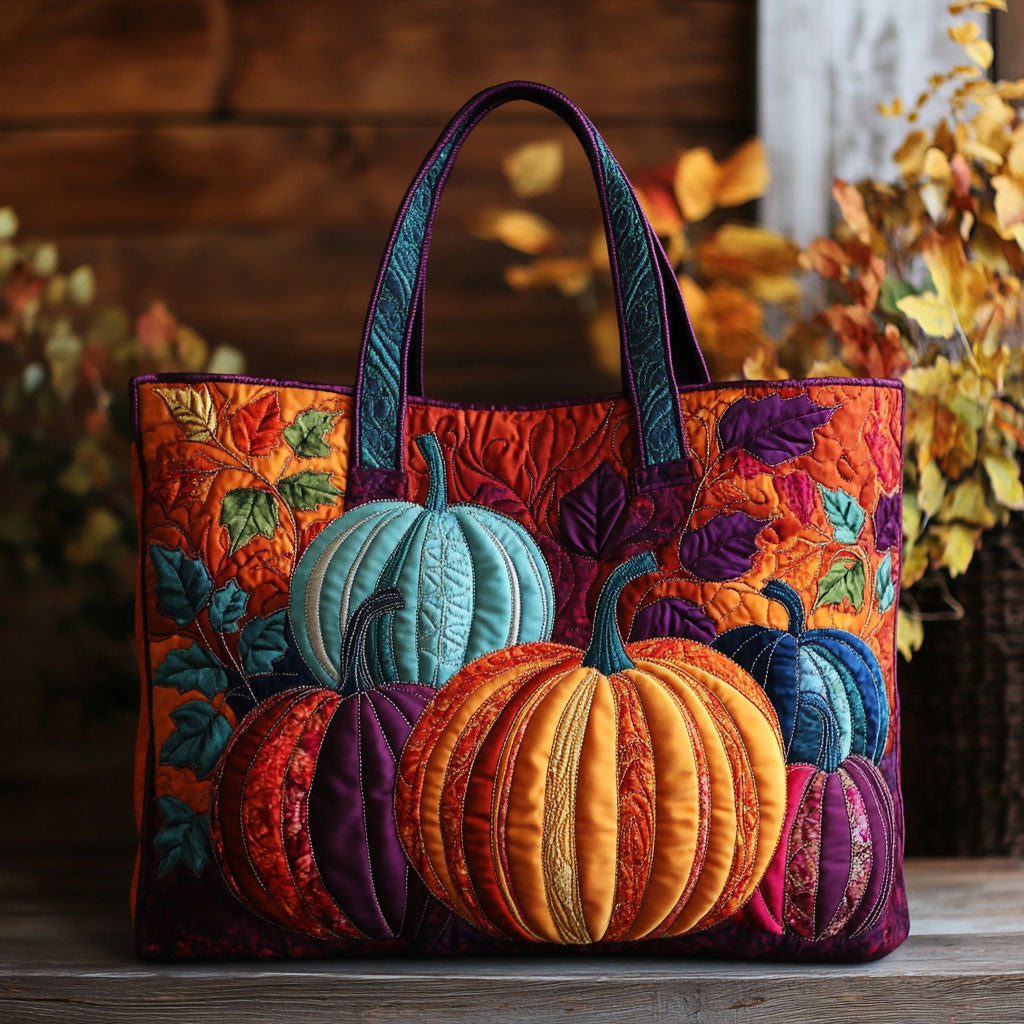 Fall Pumpkin CW2209016CL Quilted Tote Bag