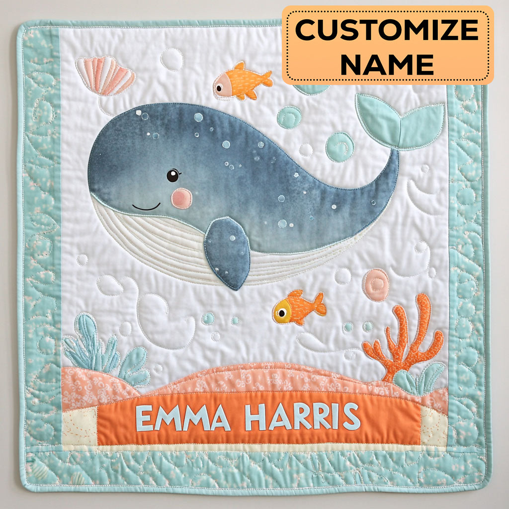 Little Whale Love CW2507016CL Personalized Baby Quilt