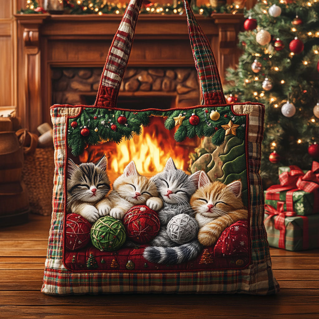 Cat Winter Cabin WN1211018CL Quilted Tote Bag