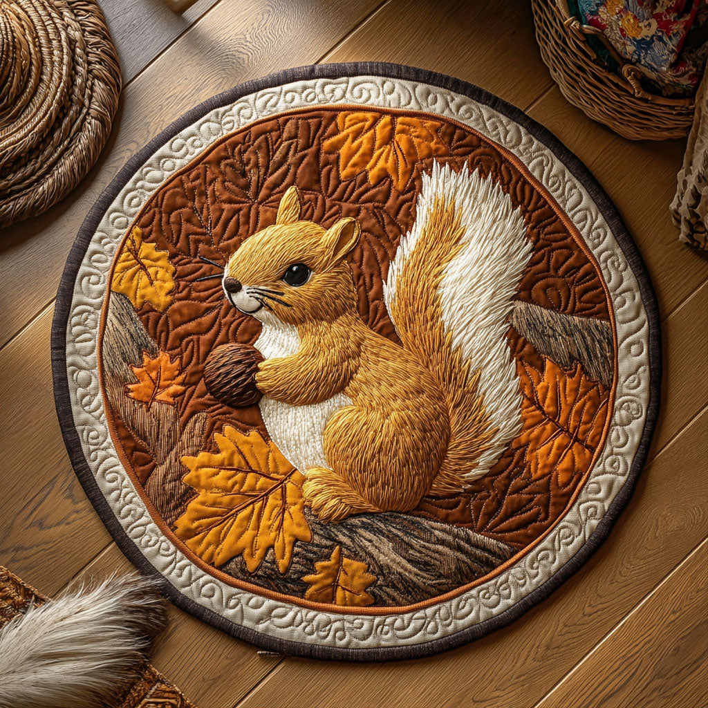 Nutty Forest WY1107028CL Quilted Round Mat