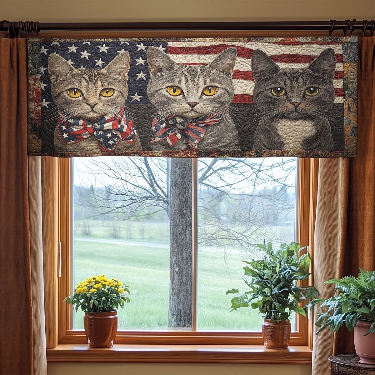 Cat Stars WN1006024CL Quilted Valance