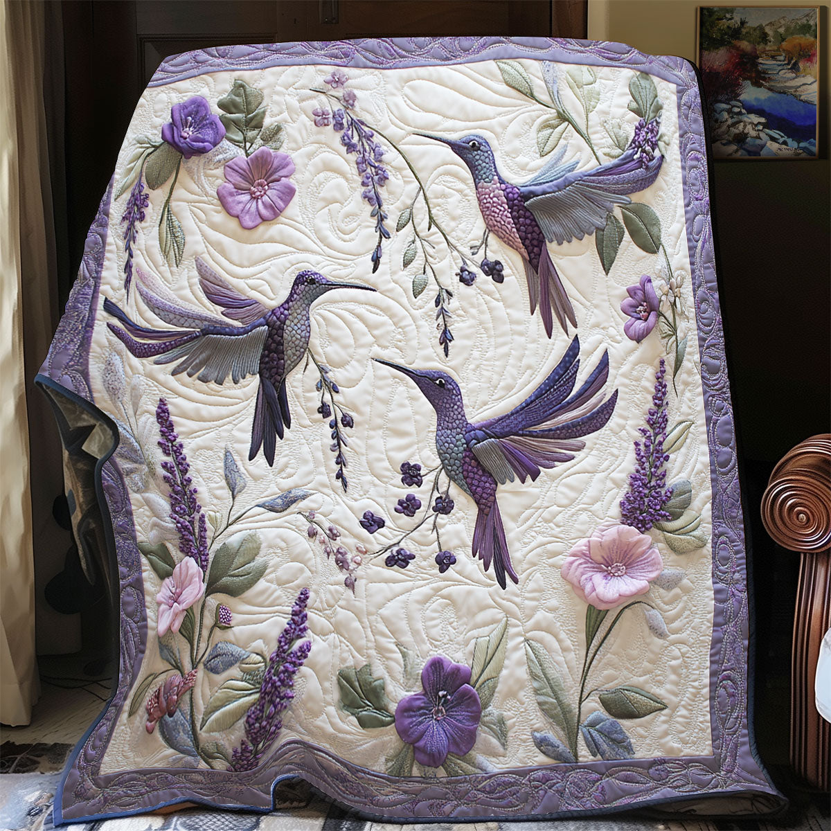 Purple Hummingbird CQ1606013CL Quilt
