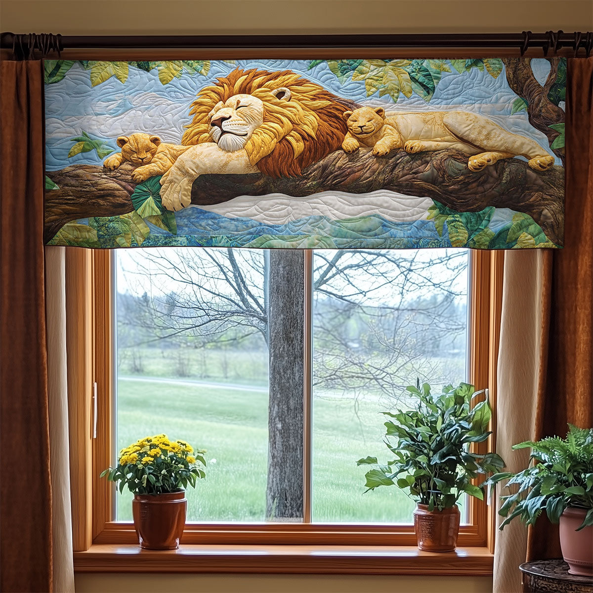 Lion Family WX1405023CL Quilted Valance