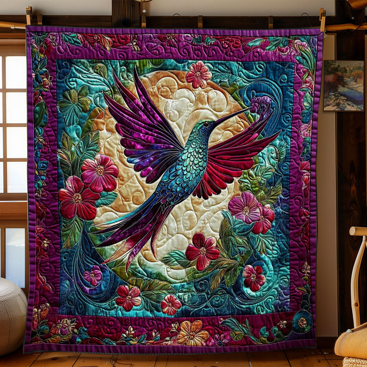 Hummingbird In Night Garden WY3112020CL Quilt