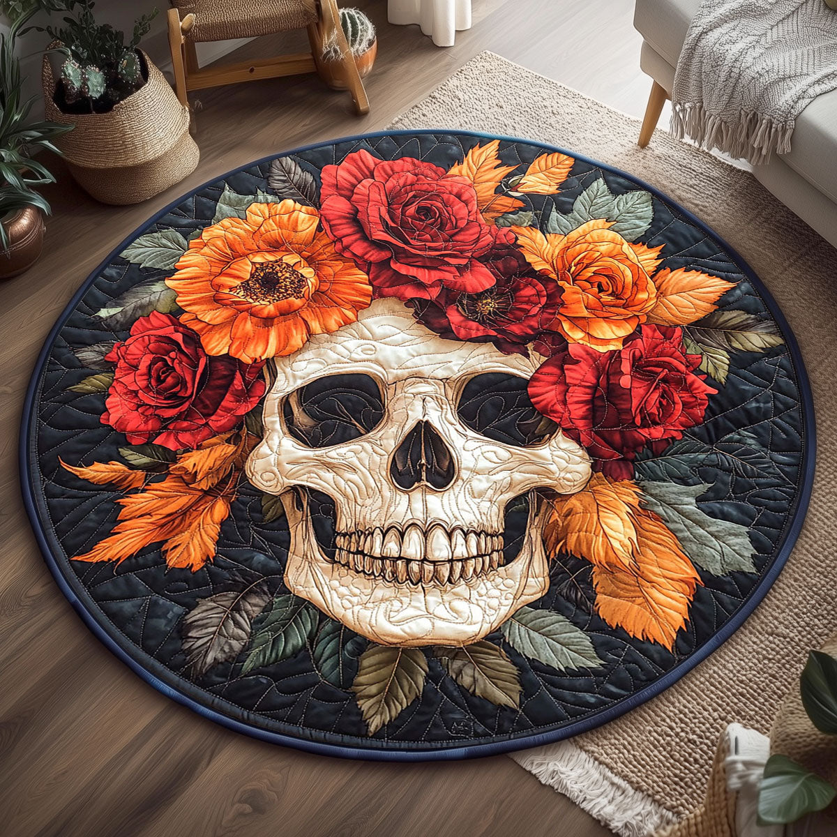 Veil of Blooming Shadows WP2304023CL Quilted Round Mat