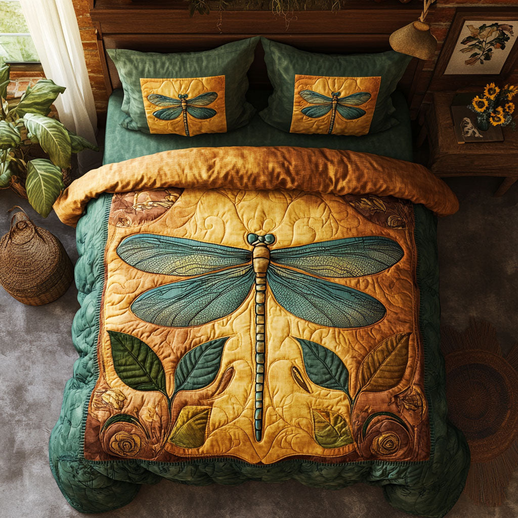Dragonfly In Golden Time DH3009011CL Duvet Cover Set