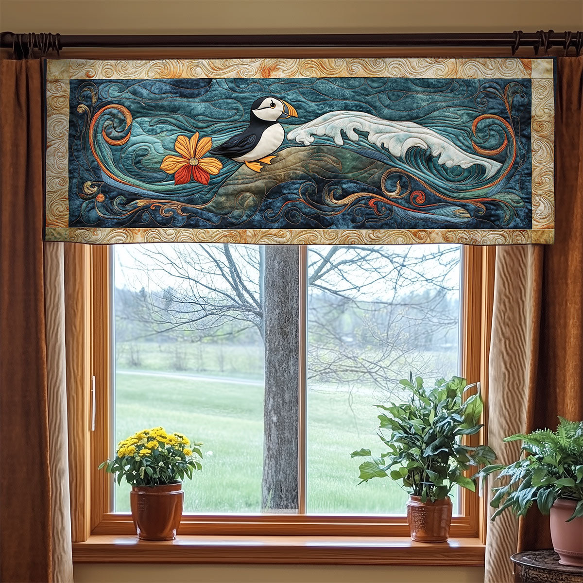 Puffin Wave WY0905009CL Quilted Valance