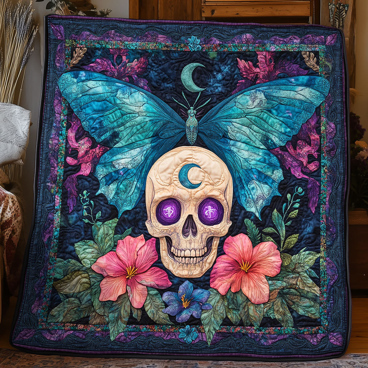 Butterfly Skull WX3105009CL Quilt