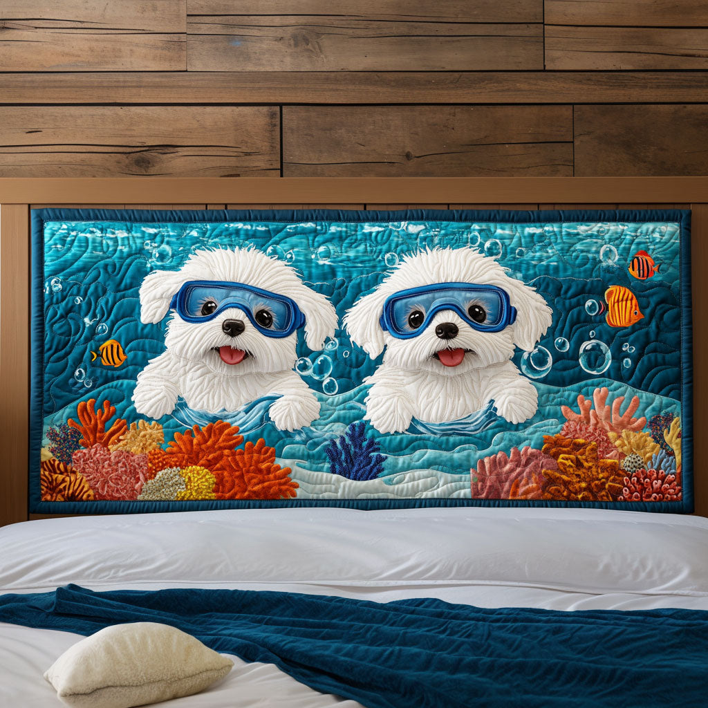 Puppy Splash Adventure KL3012020CL Quilted Headboard Slipcover