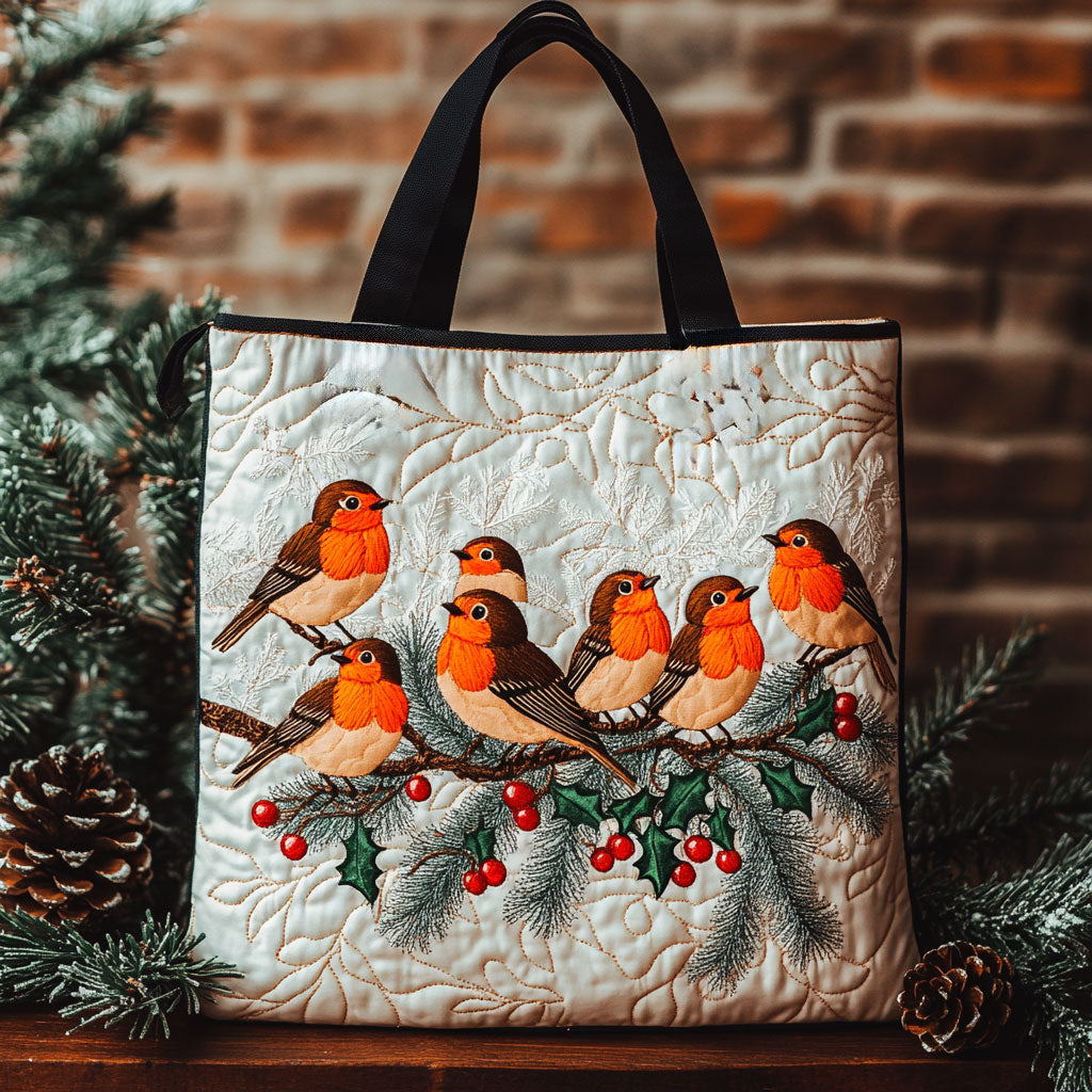 Warm Cottage European Robin WN2810073CL Quilted Tote Bag