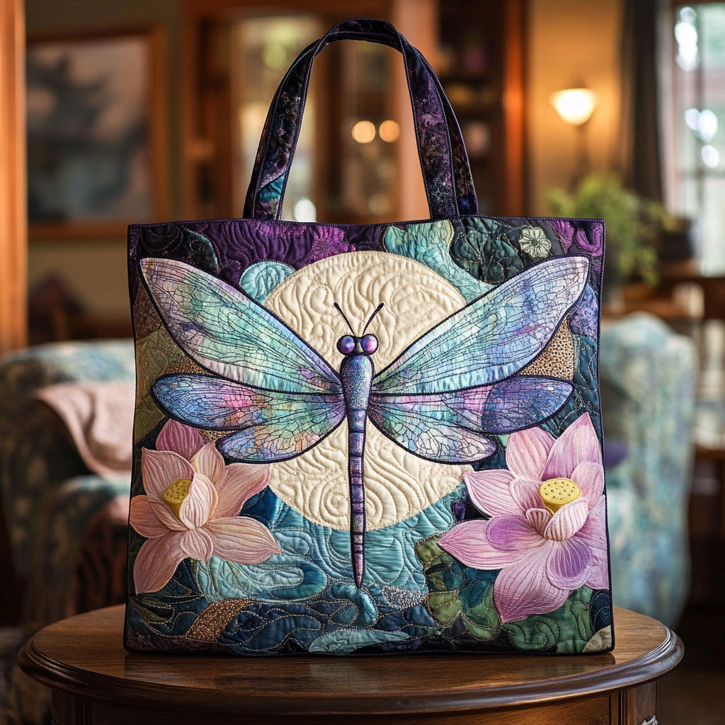 Dragonfly Lotus KL2111015CL Quilted Tote Bag