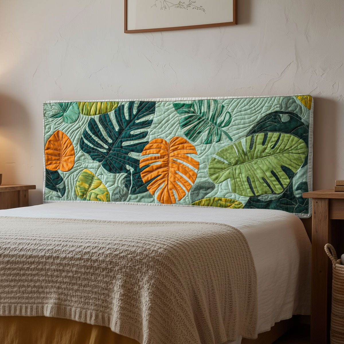 Tropical Leaves CP3112017CL Quilted Headboard Slipcover