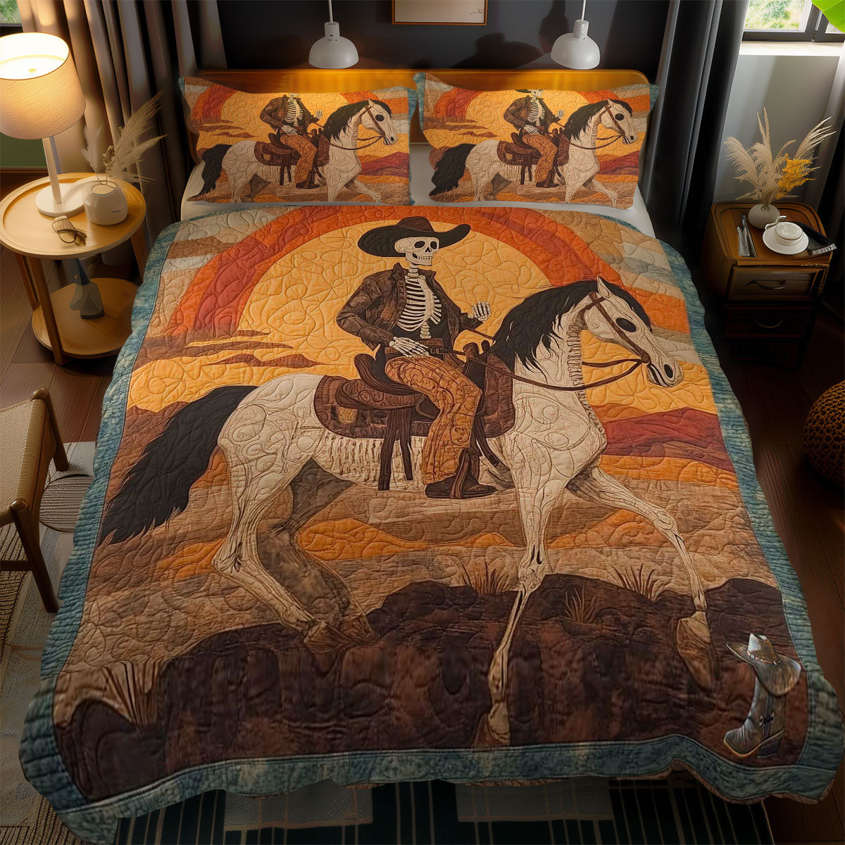 Skeleton Cowboy On The Desert WN1911057CL Duvet Cover Set