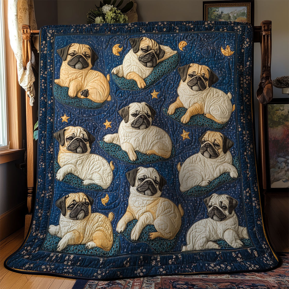 Sleeping Pugs WY2102016CL Quilt