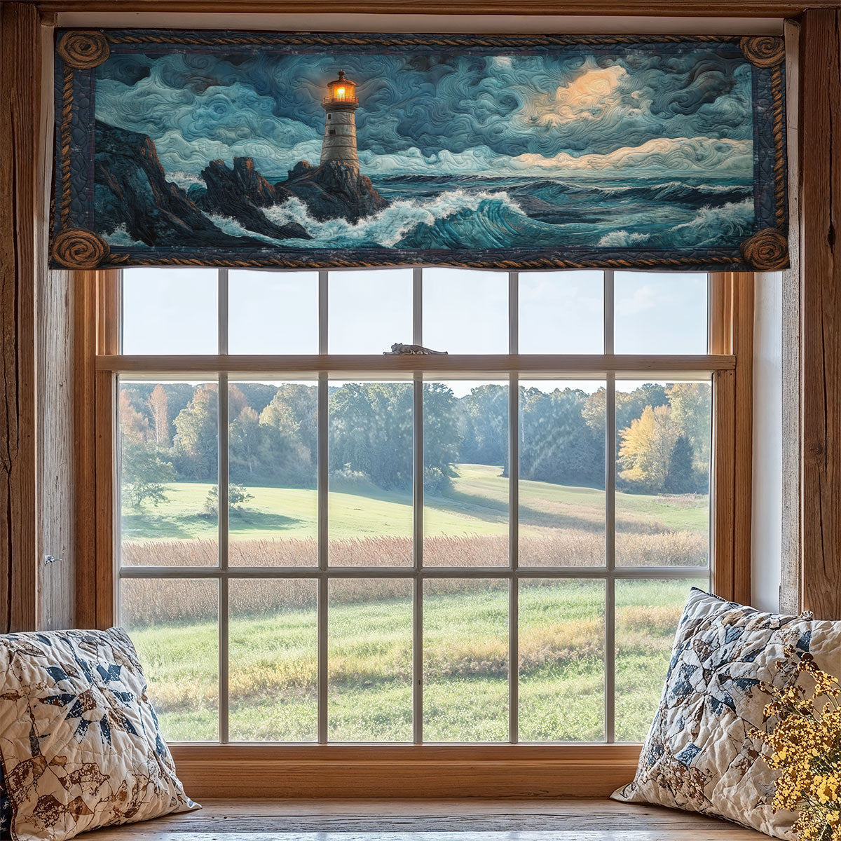 Mystic Stormy Lighthouse WY0406035CL Quilted Valance