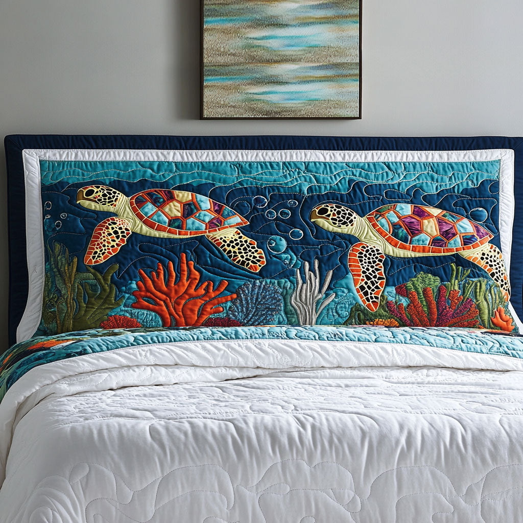Ocean Turtle WN2312019CL Quilted Headboard Slipcover