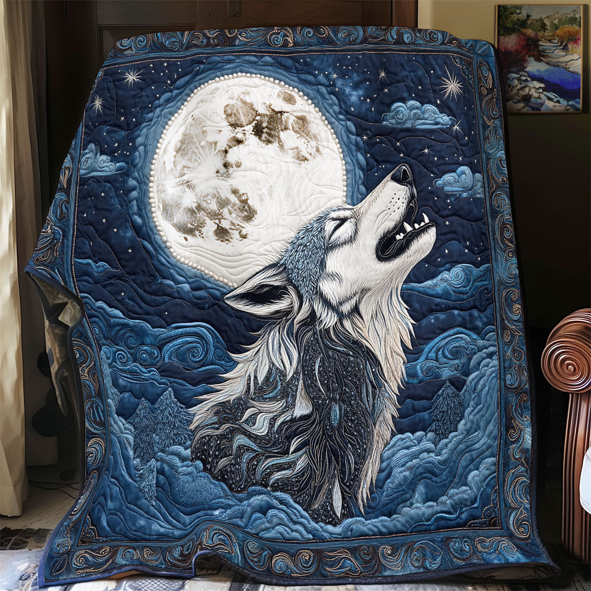 Wolf In Moon WX0406064CL Quilt