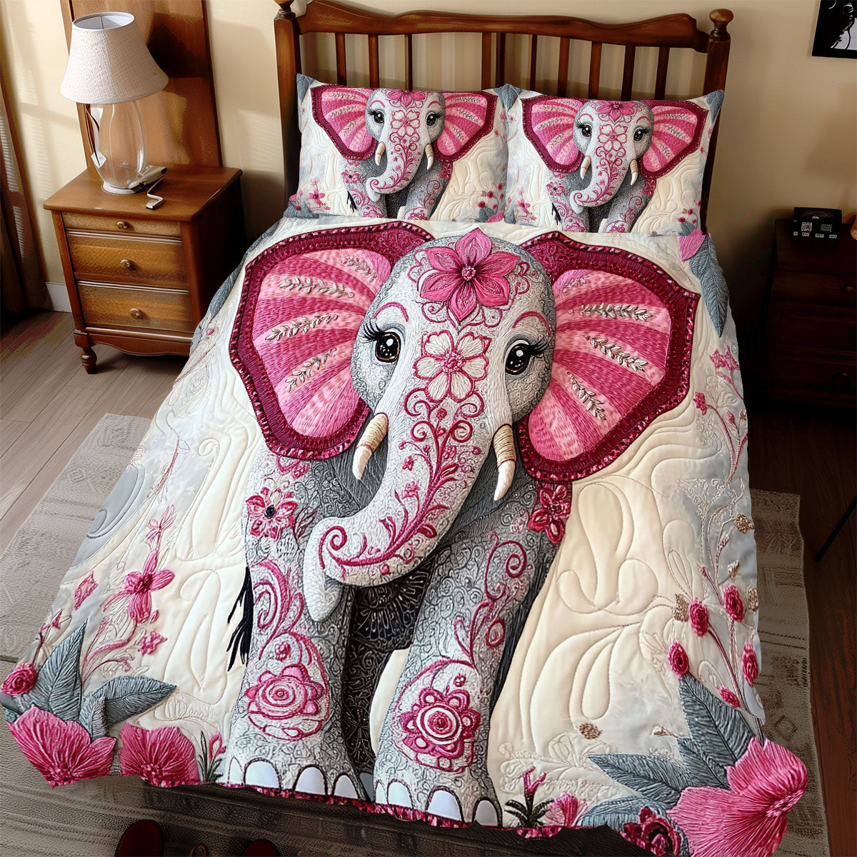 Elephant Flower Pattern WX0412065CL Duvet Cover Set