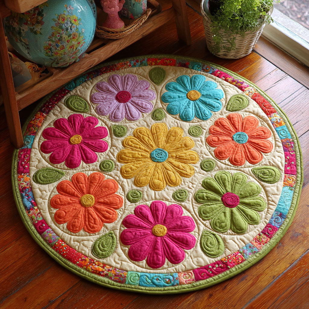 Blooming Daisy CW2308004CL Quilted Round Mat