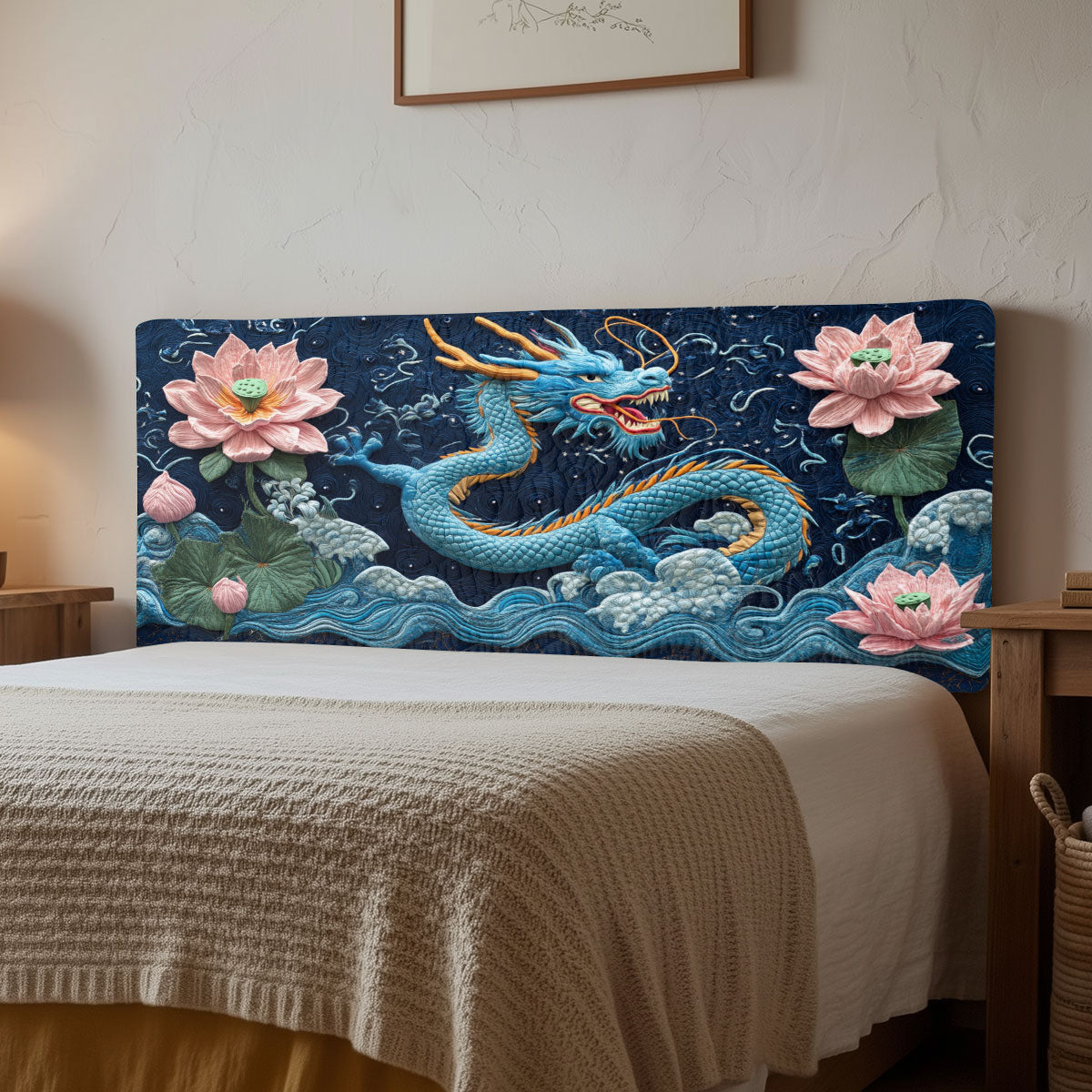 Asian Dragon CW1512003CL Quilted Headboard Slipcover