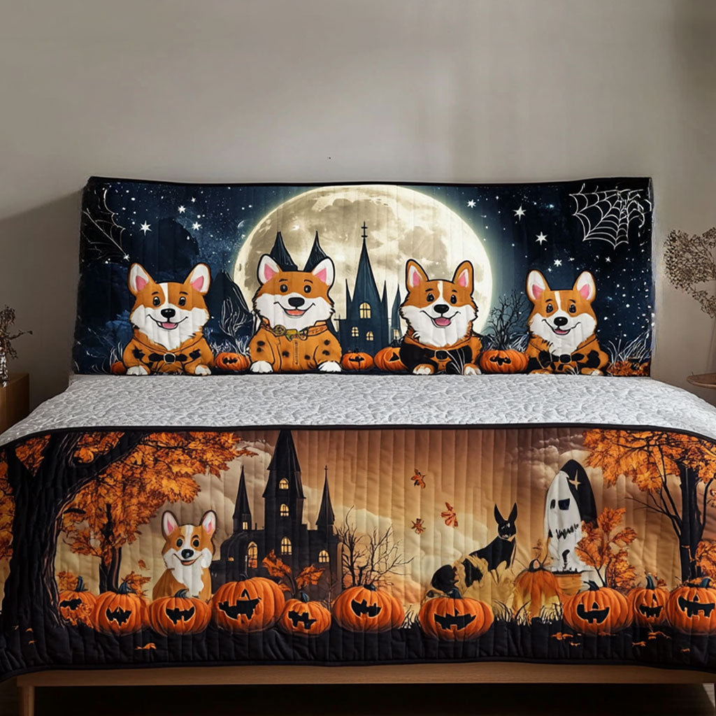 Moonlight Corgi WN1812016CL Quilted Headboard Slipcover