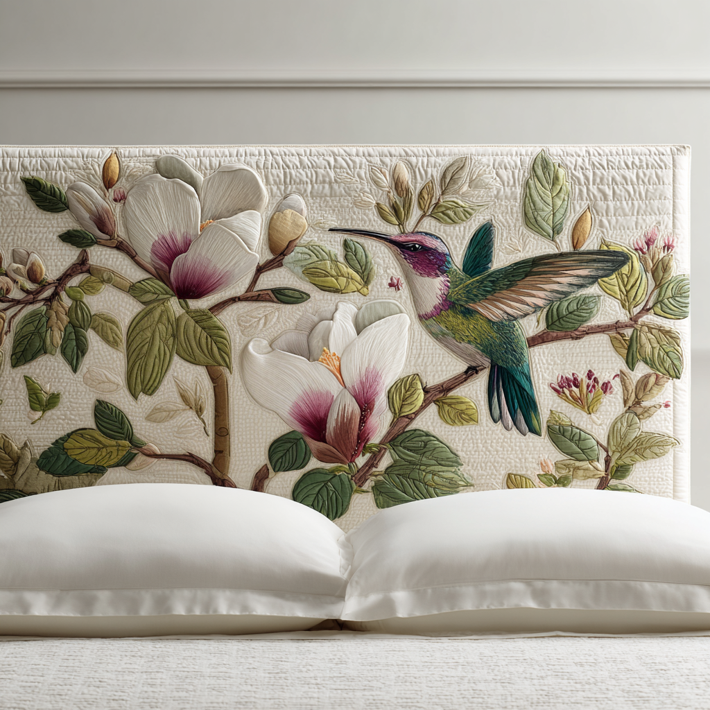White Magnolia Hummingbird XR1912010CL Quilted Headboard Slipcover