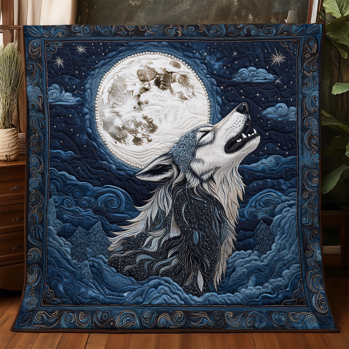 Wolf In Moon WX0406064CL Quilt